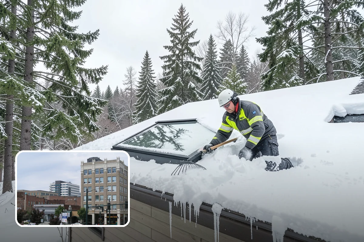 Movie Theater Snow Removal in Everett, Snohomish County, WA - Lot cleared and salted before evening showtimes