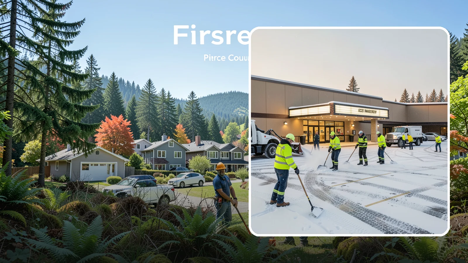 Movie Theater Snow Removal in Fircrest, Pierce County, WA - A snowy Friday night should not empty your auditoriums, so we keep the lot, box-office walk, and entrance dry and safe for...