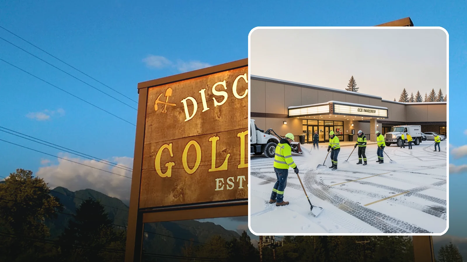 Movie Theater Snow Removal in Gold Bar, Snohomish County, WA - A snowy Friday night should not empty your auditoriums, so we keep the lot, box-office walk, and entrance dry and safe for...