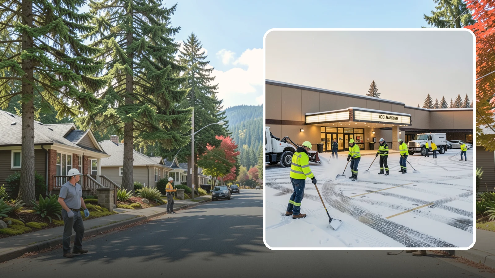 Movie Theater Snow Removal in Hunts Point, King County, WA - A snowy Friday night should not empty your auditoriums, so we keep the lot, box-office walk, and entrance dry and safe for...
