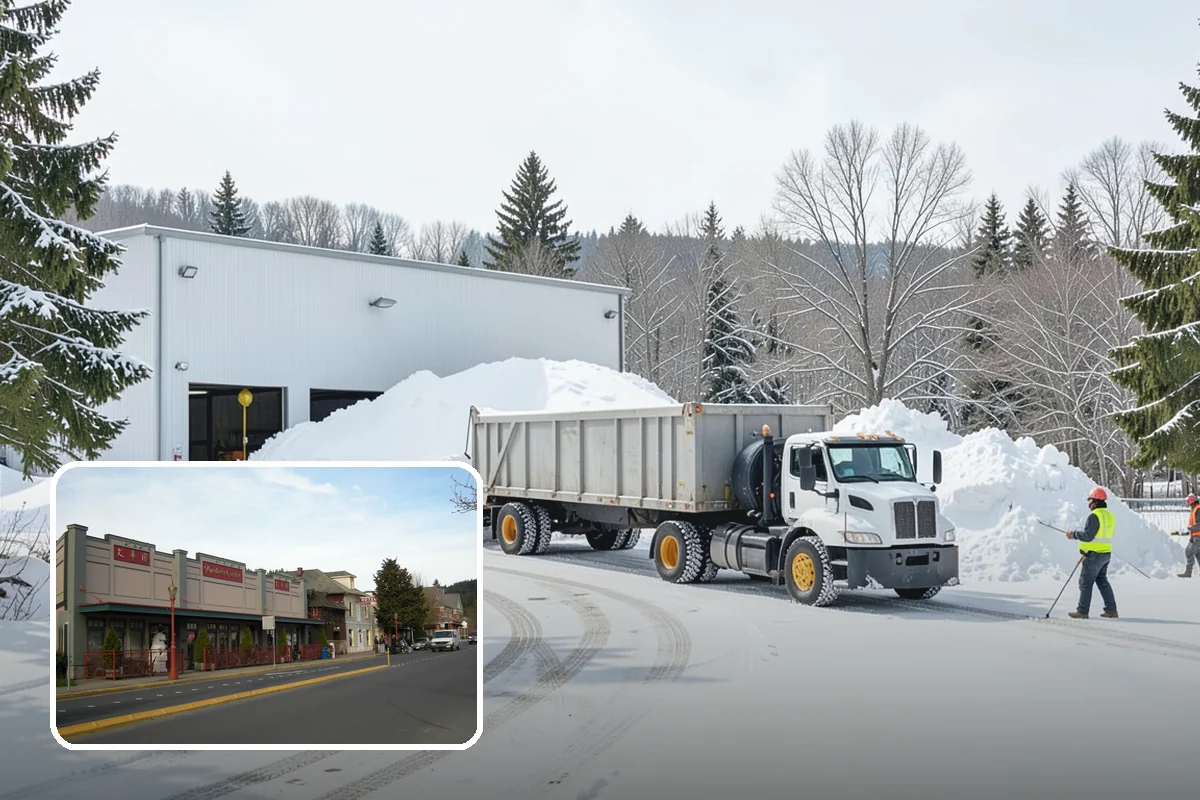 Movie Theater Snow Removal in Issaquah, King County, WA - Lot cleared and salted before evening showtimes