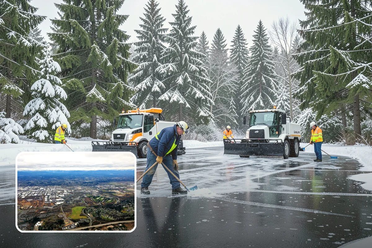 Movie Theater Snow Removal in Kent, King County, WA - Lot cleared and salted before evening showtimes