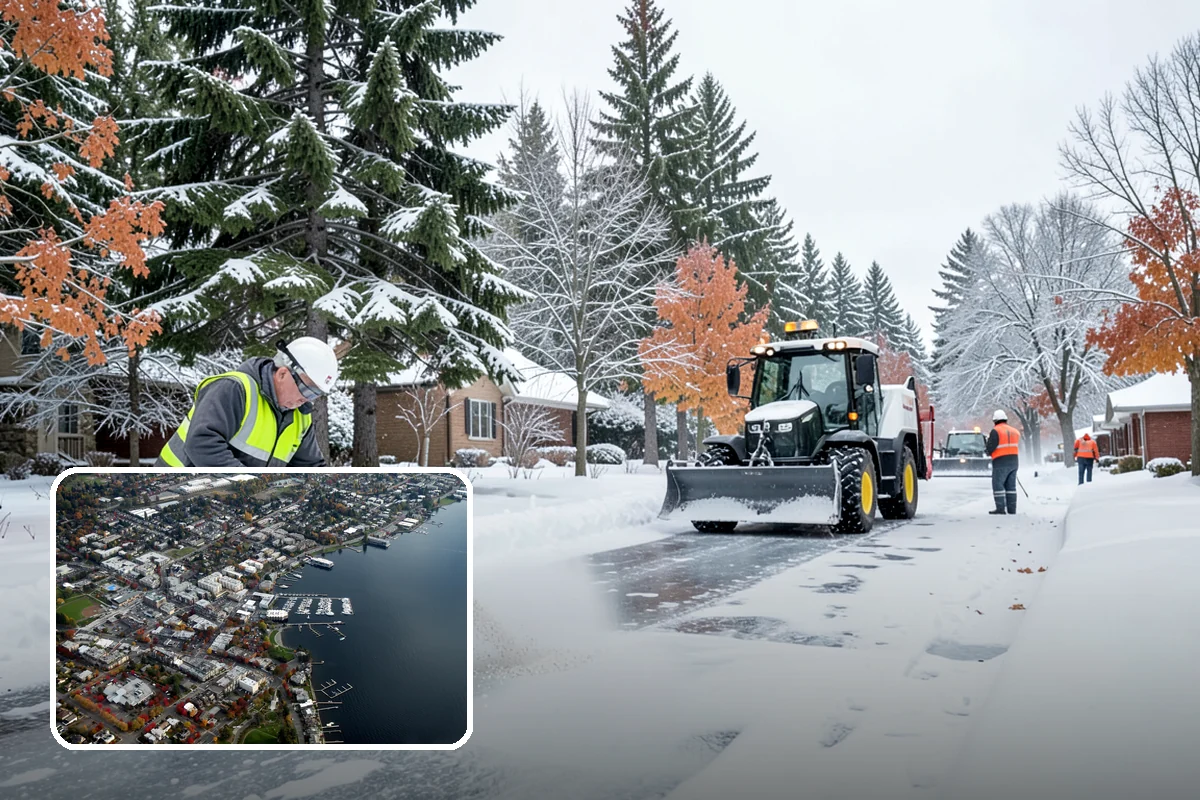 Movie Theater Snow Removal in Kirkland, King County, WA - Lot cleared and salted before evening showtimes