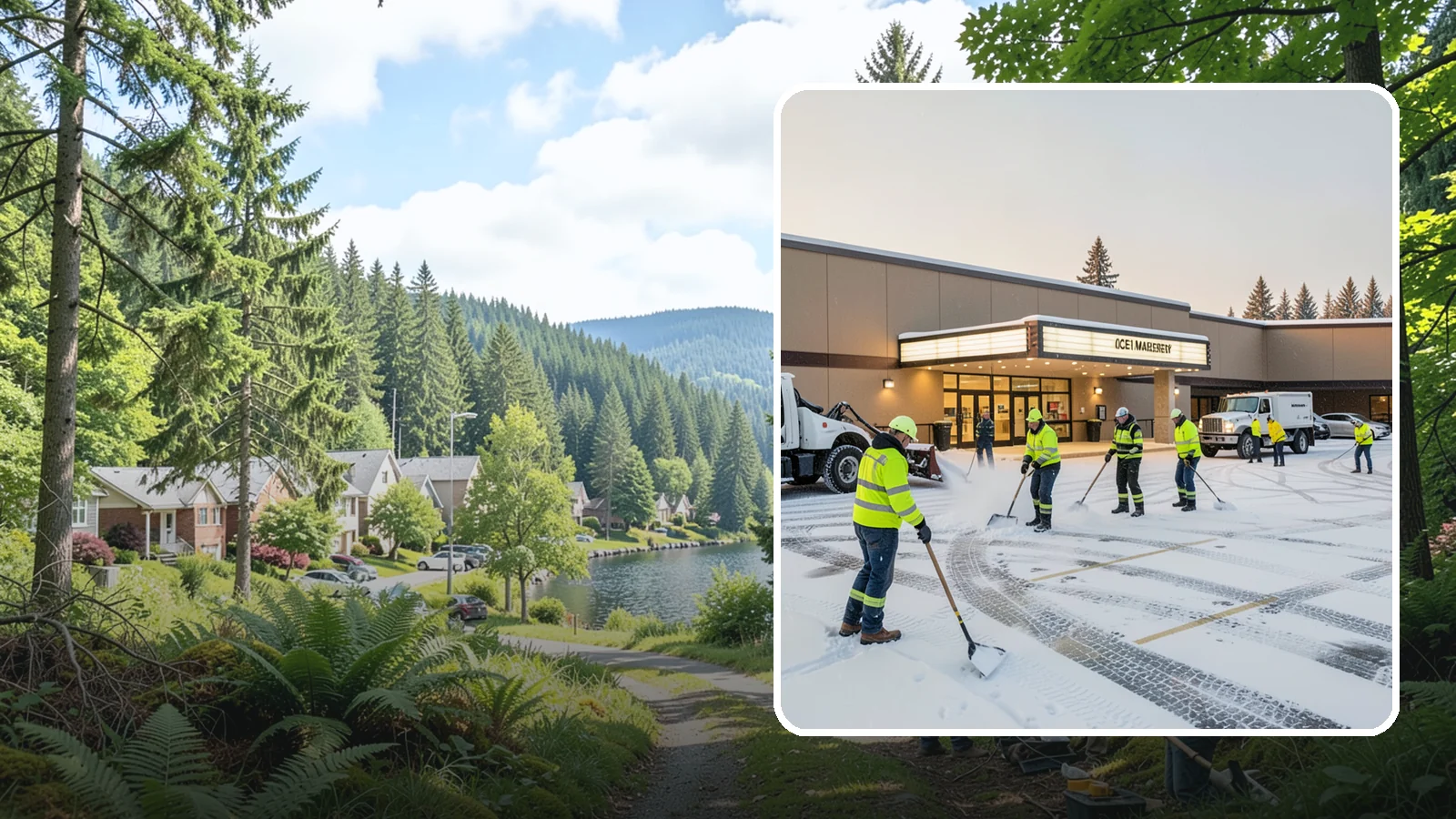 Movie Theater Snow Removal in Lake Forest Park, King County, WA - A snowy Friday night should not empty your auditoriums, so we keep the lot, box-office walk, and entrance dry and safe for...