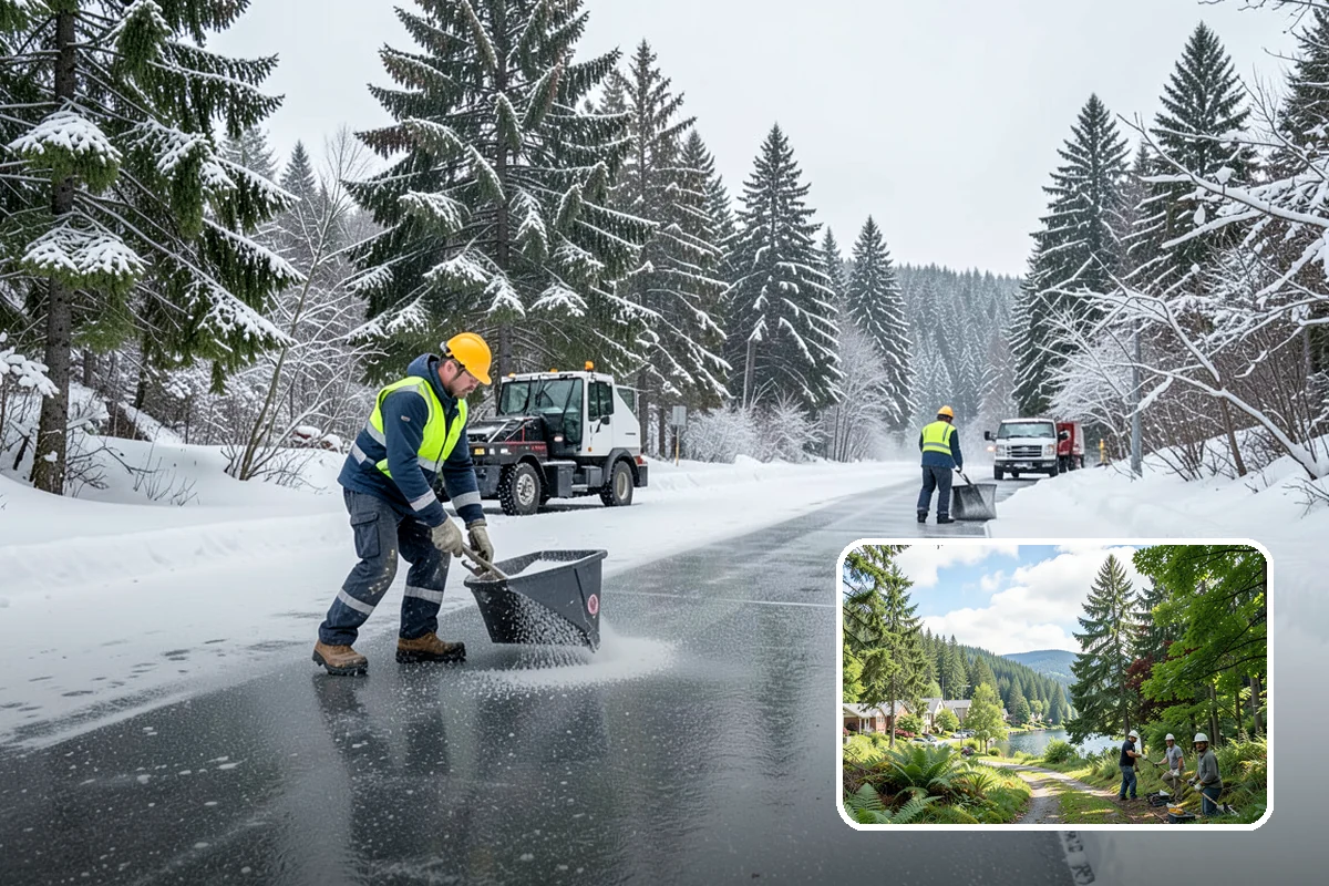 Movie Theater Snow Removal in Lake Forest Park, King County, WA - Lot cleared and salted before evening showtimes