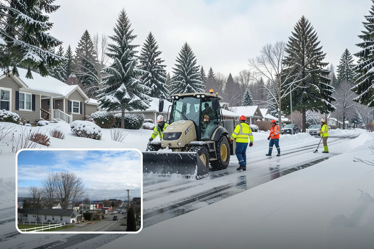 Movie Theater Snow Removal in Langley, Island County, WA - Lot cleared and salted before evening showtimes