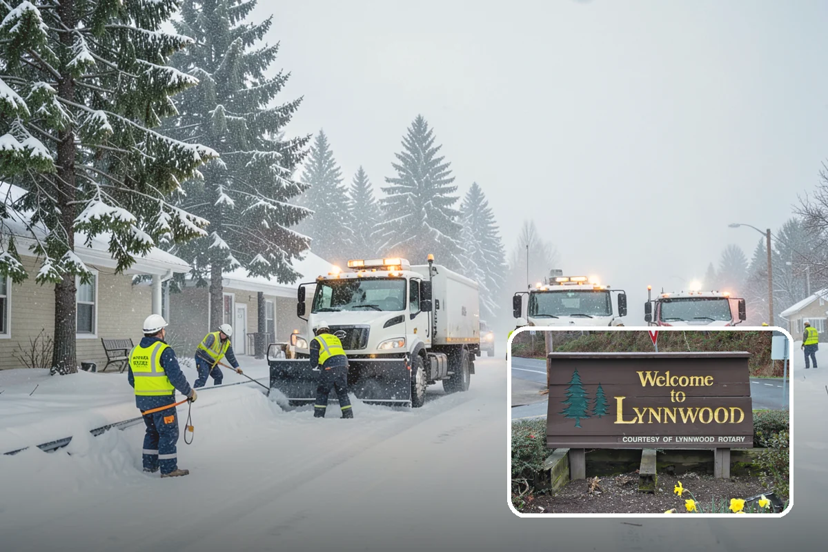 Movie Theater Snow Removal in Lynnwood, Snohomish County, WA - Lot cleared and salted before evening showtimes