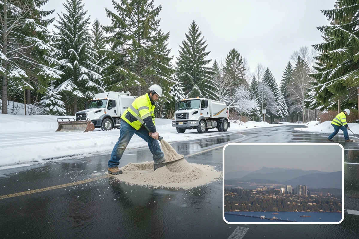 Movie Theater Snow Removal in Medina, King County, WA - Lot cleared and salted before evening showtimes
