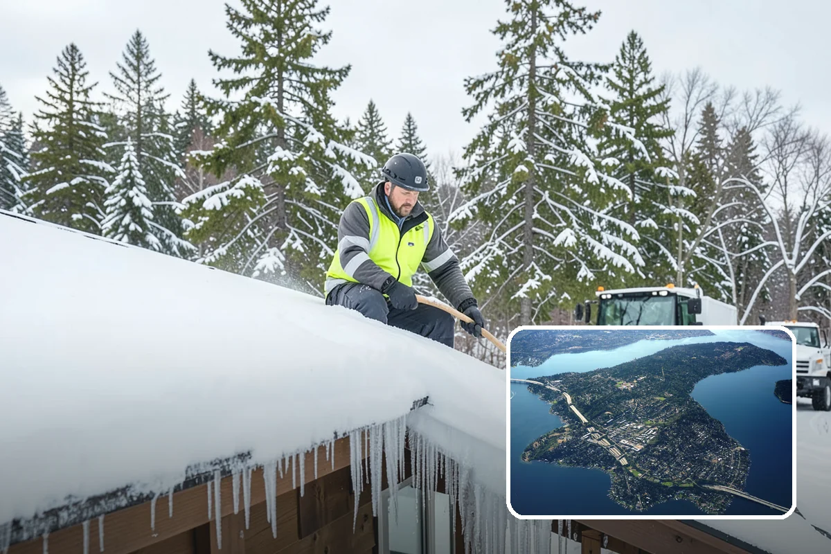 Movie Theater Snow Removal in Mercer Island, King County, WA - Lot cleared and salted before evening showtimes
