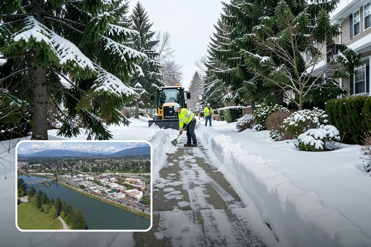 Movie Theater Snow Removal in Mount Vernon, Skagit County, WA - Lot cleared and salted before evening showtimes