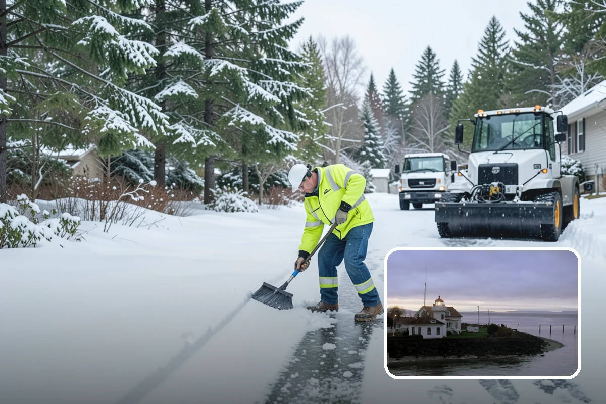 Movie Theater Snow Removal in Mukilteo, Snohomish County, WA - Lot cleared and salted before evening showtimes
