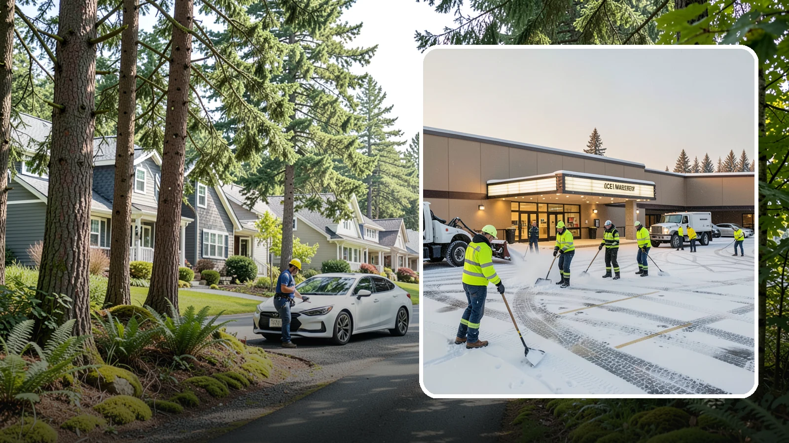 Movie Theater Snow Removal in Normandy Park, King County, WA - A snowy Friday night should not empty your auditoriums, so we keep the lot, box-office walk, and entrance dry and safe for...