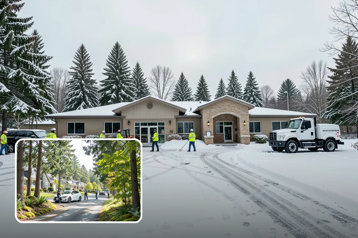 Movie Theater Snow Removal in Normandy Park, King County, WA - Lot cleared and salted before evening showtimes
