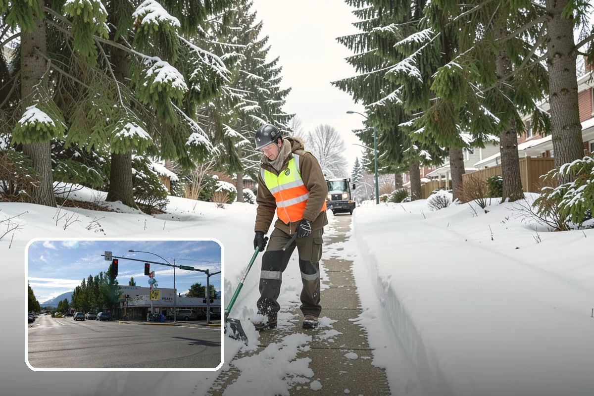Movie Theater Snow Removal in North Bend, King County, WA - Lot cleared and salted before evening showtimes