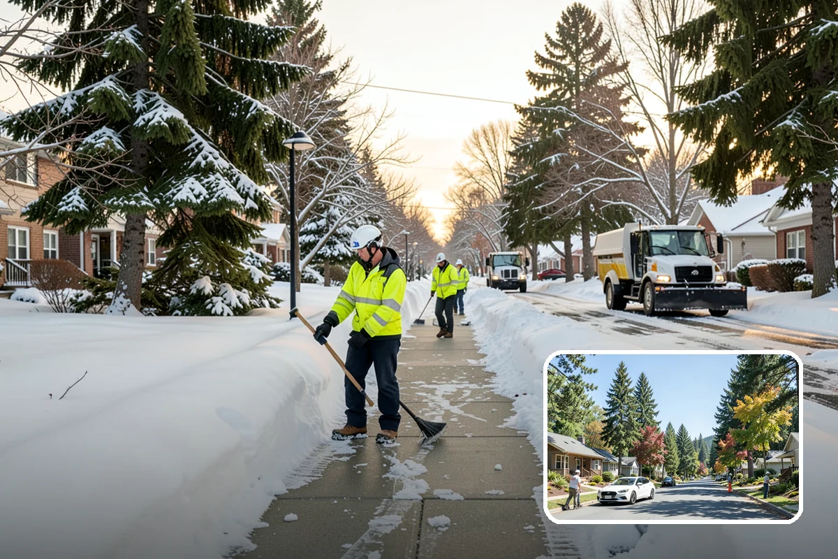 Movie Theater Snow Removal in Orting, Pierce County, WA - Lot cleared and salted before evening showtimes