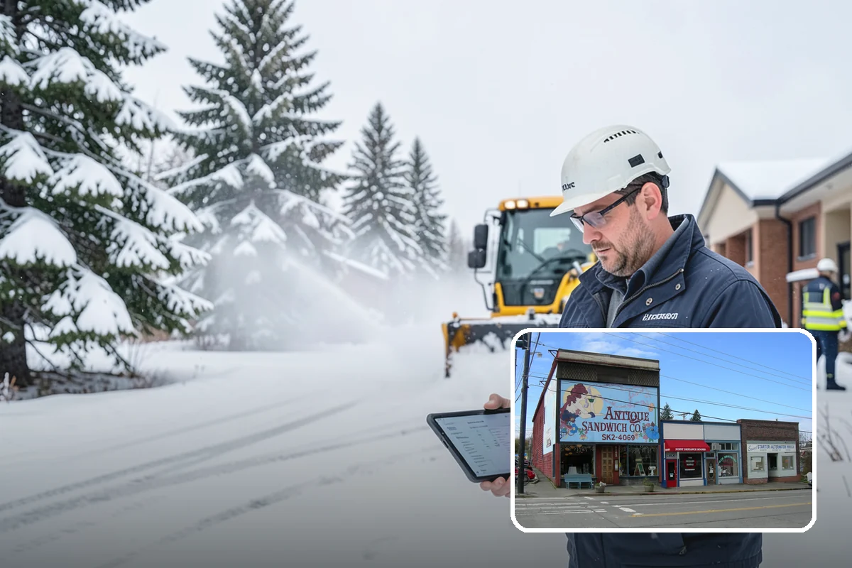 Movie Theater Snow Removal in Ruston, Pierce County, WA - Lot cleared and salted before evening showtimes