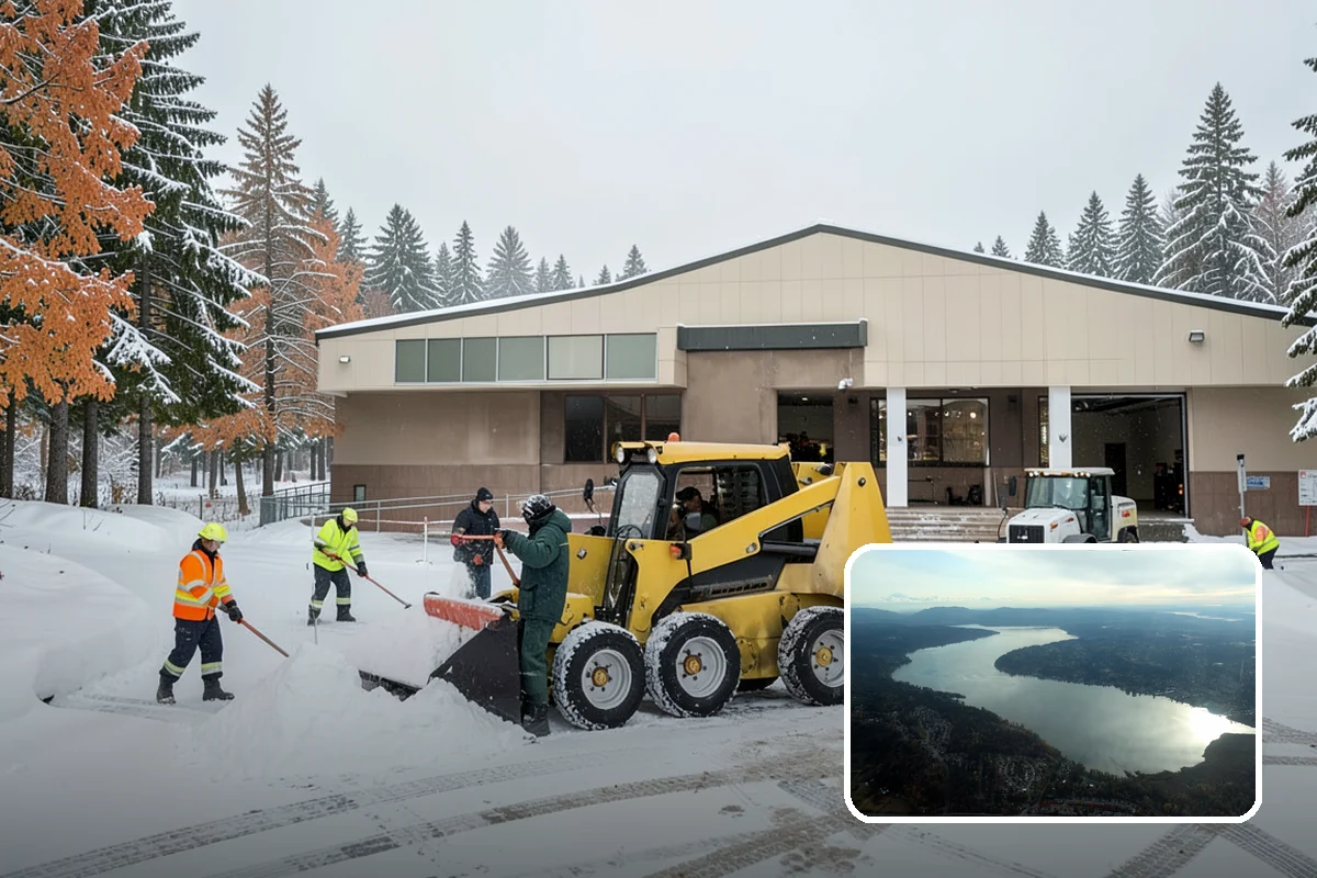 Movie Theater Snow Removal in Sammamish, King County, WA - Lot cleared and salted before evening showtimes