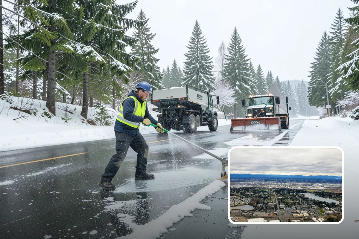 Movie Theater Snow Removal in SeaTac, King County, WA - Lot cleared and salted before evening showtimes
