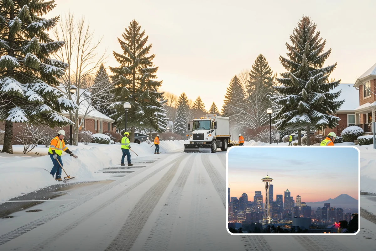 Movie Theater Snow Removal in Seattle, King County, WA - Lot cleared and salted before evening showtimes
