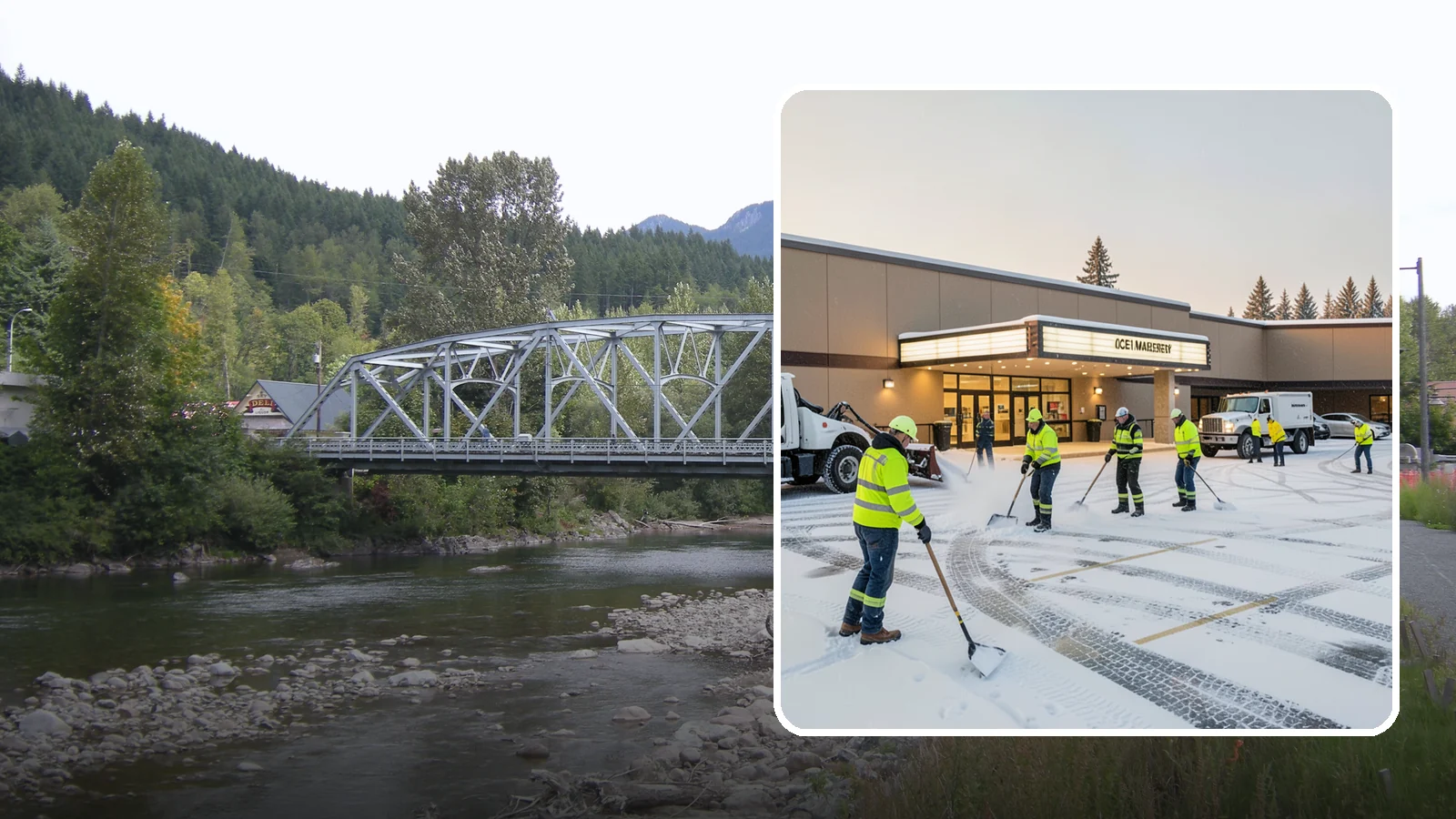 Movie Theater Snow Removal in Skykomish, King County, WA - A snowy Friday night should not empty your auditoriums, so we keep the lot, box-office walk, and entrance dry and safe for...