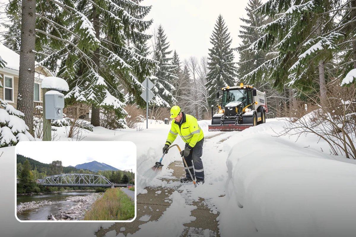 Movie Theater Snow Removal in Skykomish, King County, WA - Lot cleared and salted before evening showtimes