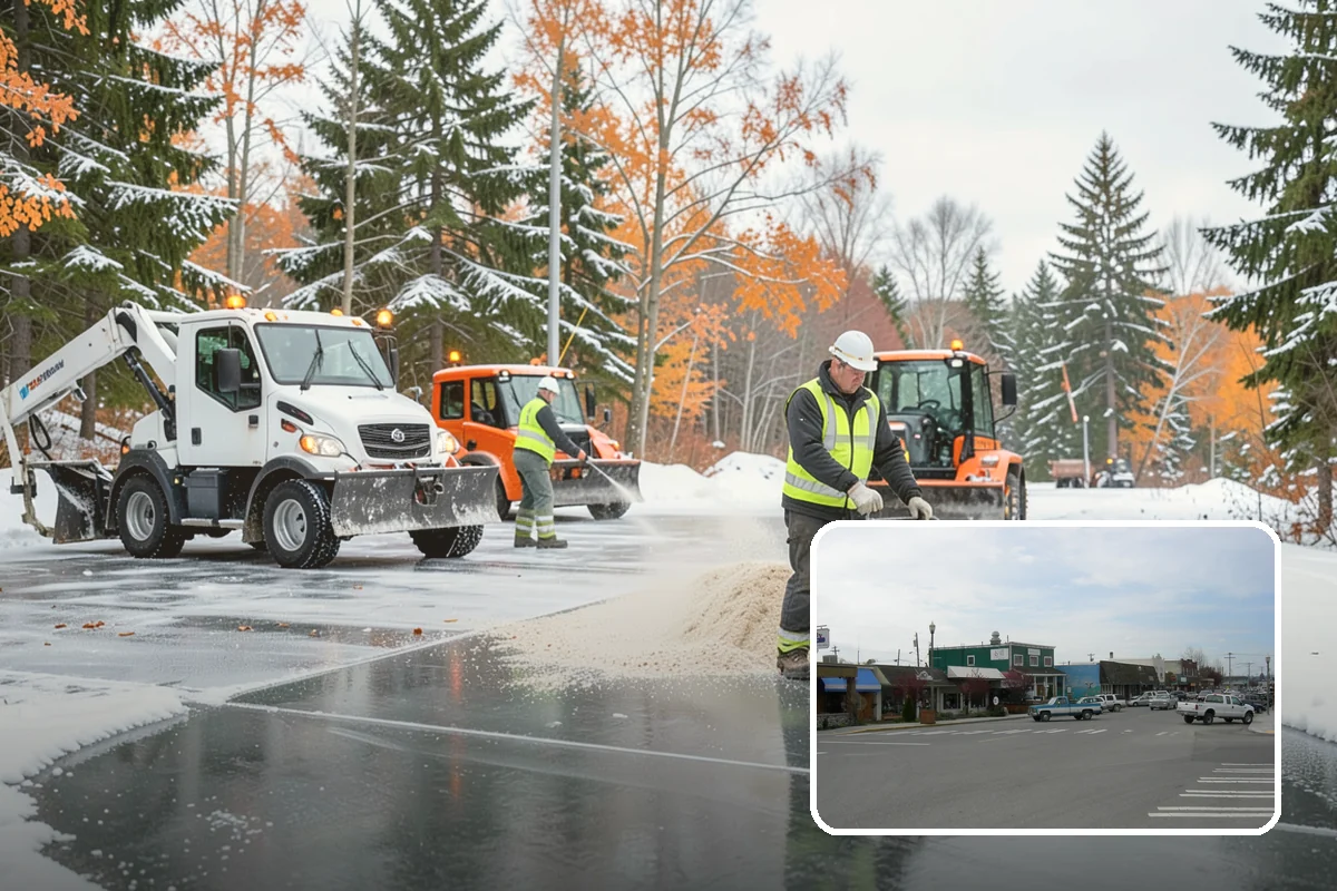 Movie Theater Snow Removal in Stanwood, Snohomish County, WA - Lot cleared and salted before evening showtimes