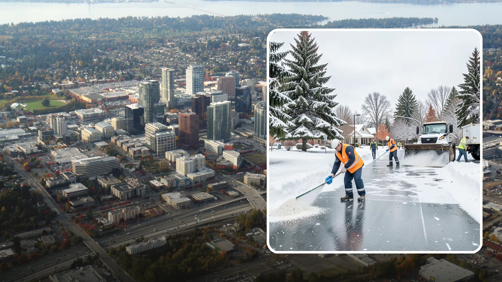 Municipal Deicing in Bellevue, King County, WA - Deicing for municipal properties, keeping public entrances, civic walkways, and government lots safe for staff and citizens...