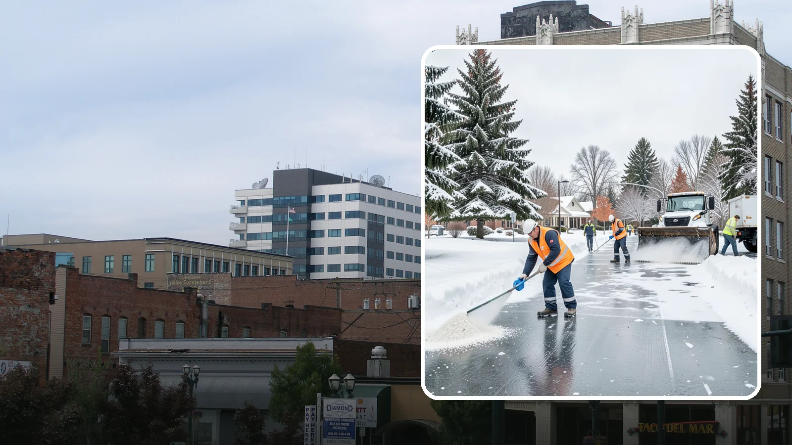 Municipal Deicing in Everett, Snohomish County, WA - Deicing for municipal properties, keeping public entrances, civic walkways, and government lots safe for staff and citizens...