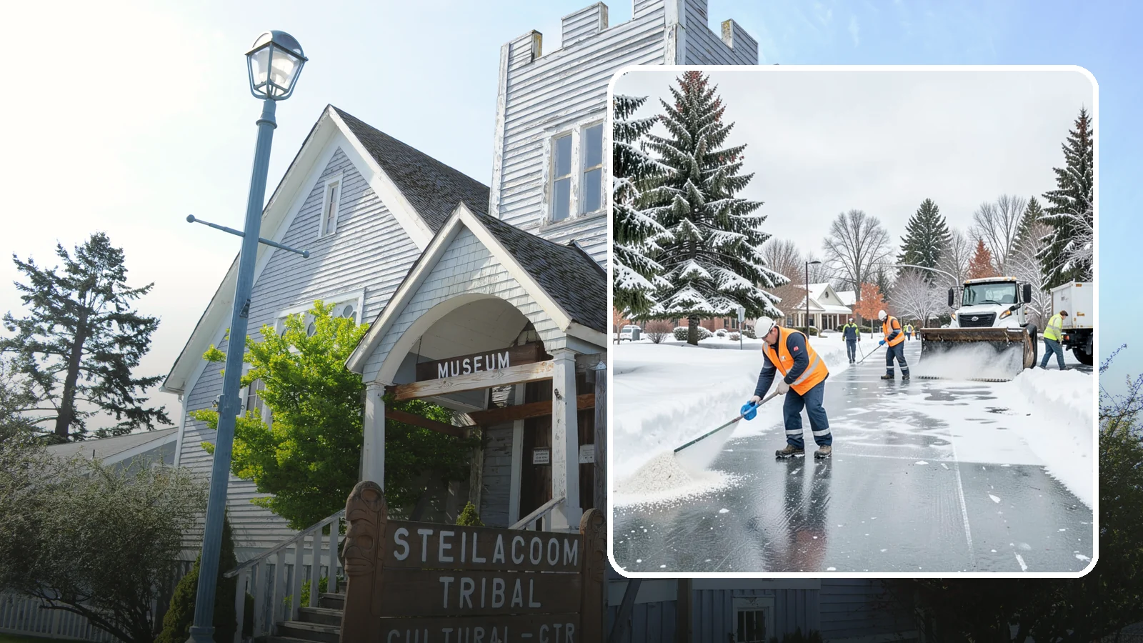 Municipal Deicing in Steilacoom, Pierce County, WA - Deicing for municipal properties, keeping public entrances, civic walkways, and government lots safe for staff and citizens...