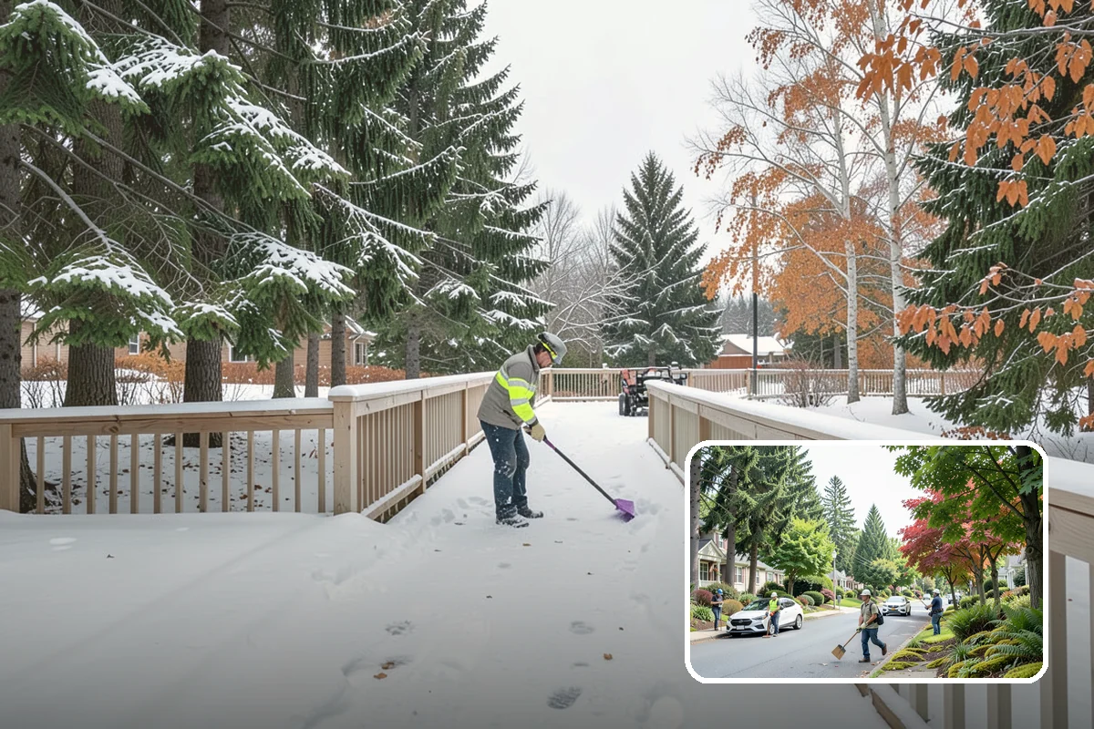 Municipal Parking Lot Snow Removal in Beaux Arts Village, King County, WA - Public and staff parking stay open so services continue during storms