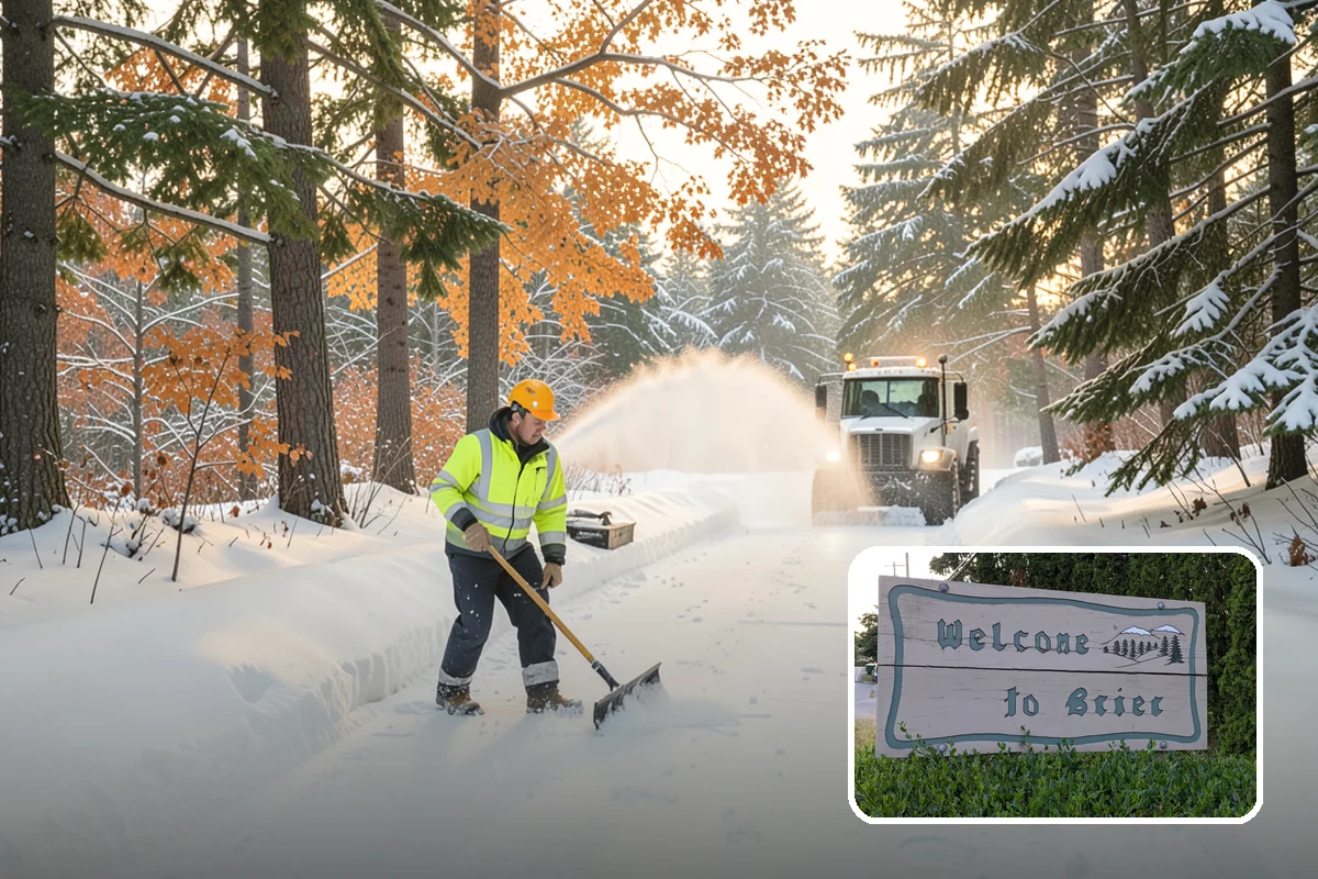 Municipal Parking Lot Snow Removal in Brier, Snohomish County, WA - Public and staff parking stay open so services continue during storms