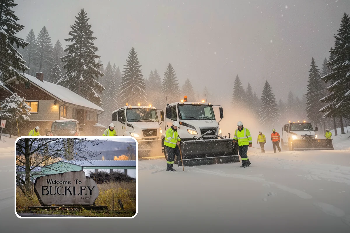 Municipal Parking Lot Snow Removal in Buckley, Pierce County, WA - Public and staff parking stay open so services continue during storms