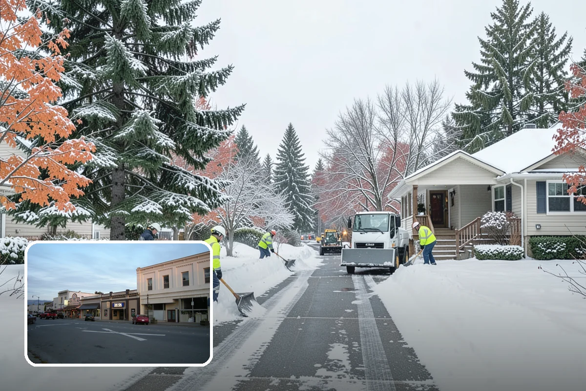 Municipal Parking Lot Snow Removal in Burlington, Skagit County, WA - Public and staff parking stay open so services continue during storms