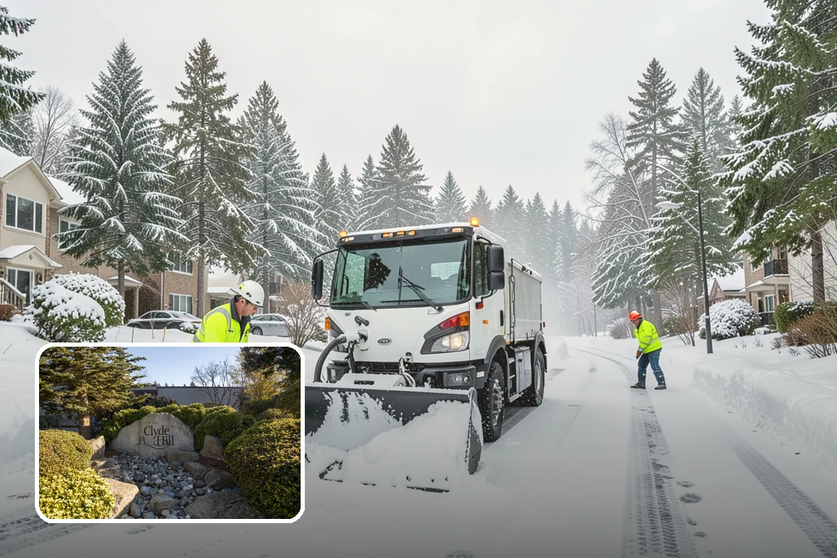 Municipal Parking Lot Snow Removal in Clyde Hill, King County, WA - Public and staff parking stay open so services continue during storms