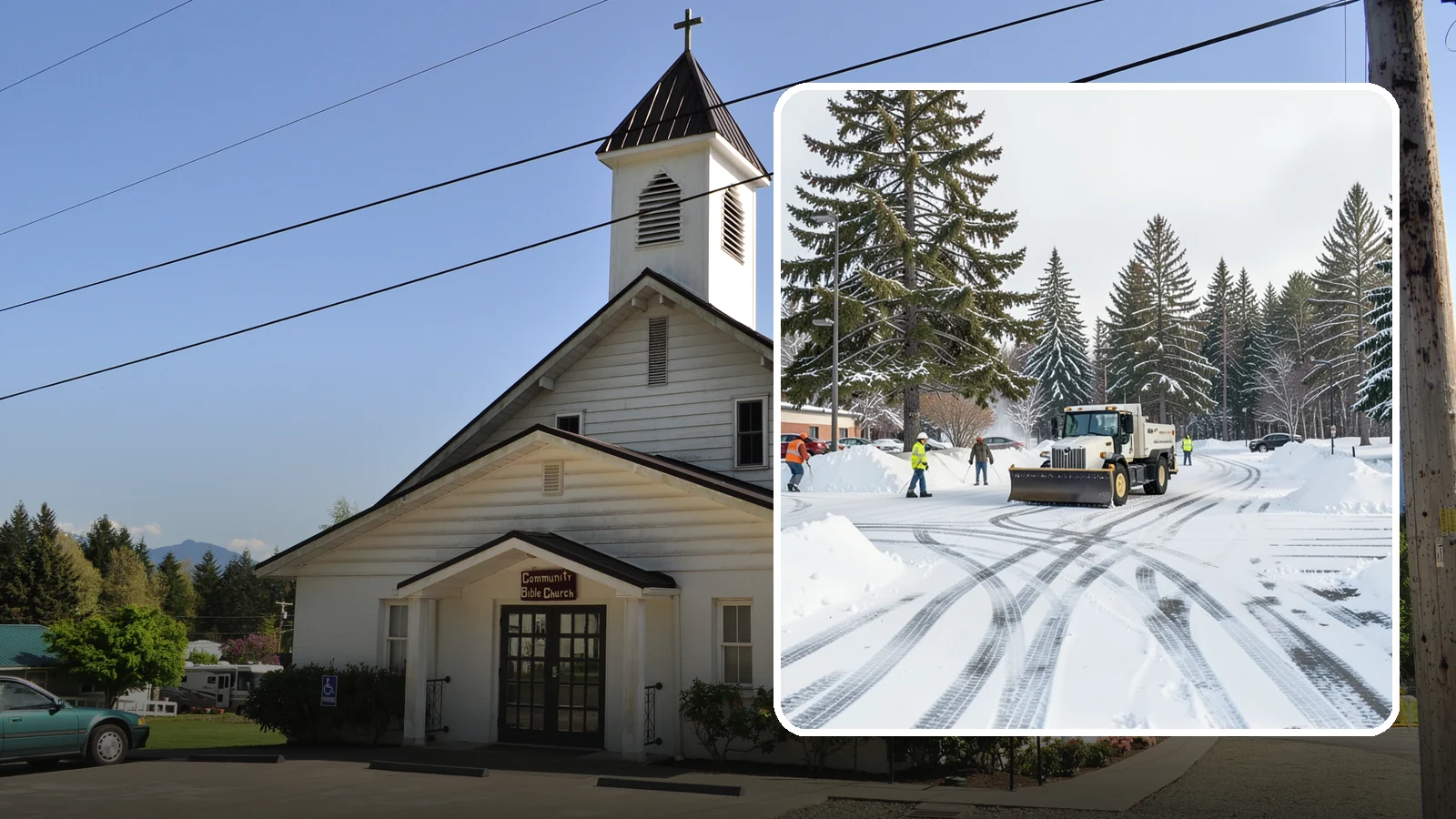 Municipal Parking Lot Snow Removal in Concrete, Skagit County, WA - We clear municipal building lots so Western Washington residents and staff can reach public services in any winter weather.