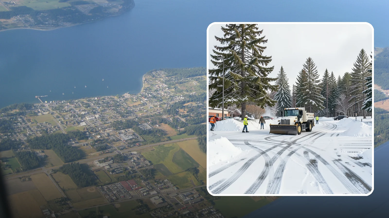 Municipal Parking Lot Snow Removal in Coupeville, Island County, WA - We clear municipal building lots so Western Washington residents and staff can reach public services in any winter weather.