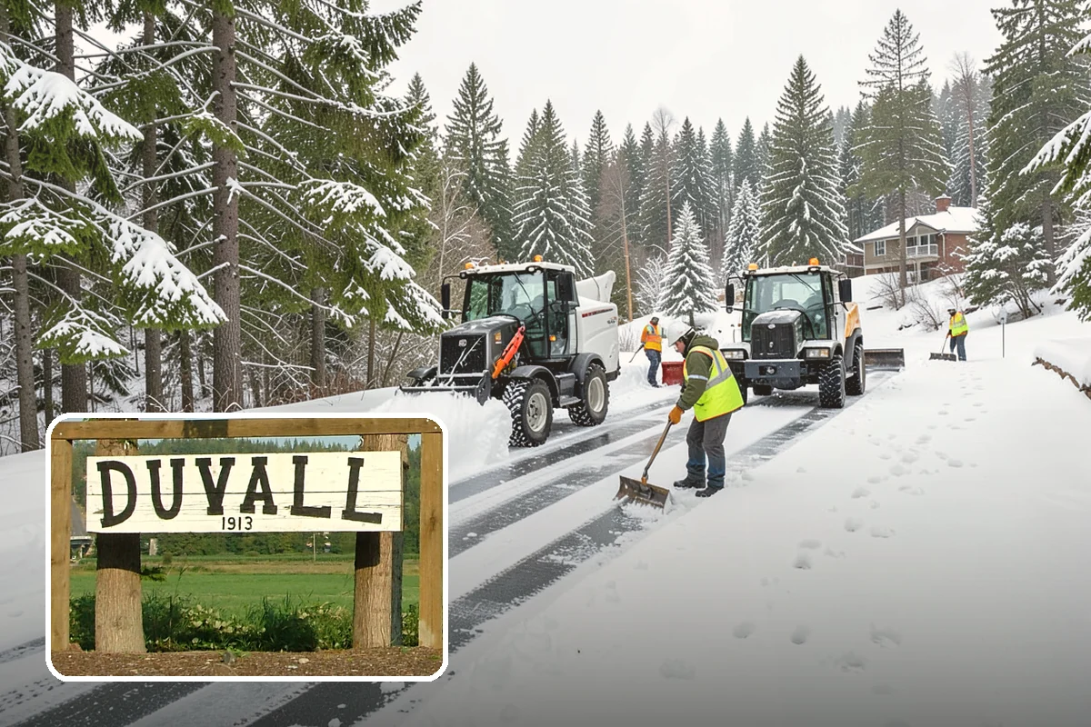 Municipal Parking Lot Snow Removal in Duvall, King County, WA - Public and staff parking stay open so services continue during storms