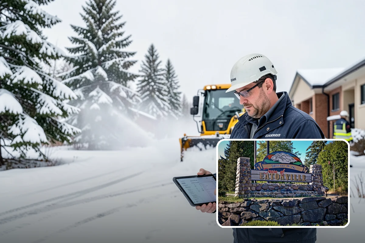 Municipal Parking Lot Snow Removal in Eatonville, Pierce County, WA - Public and staff parking stay open so services continue during storms