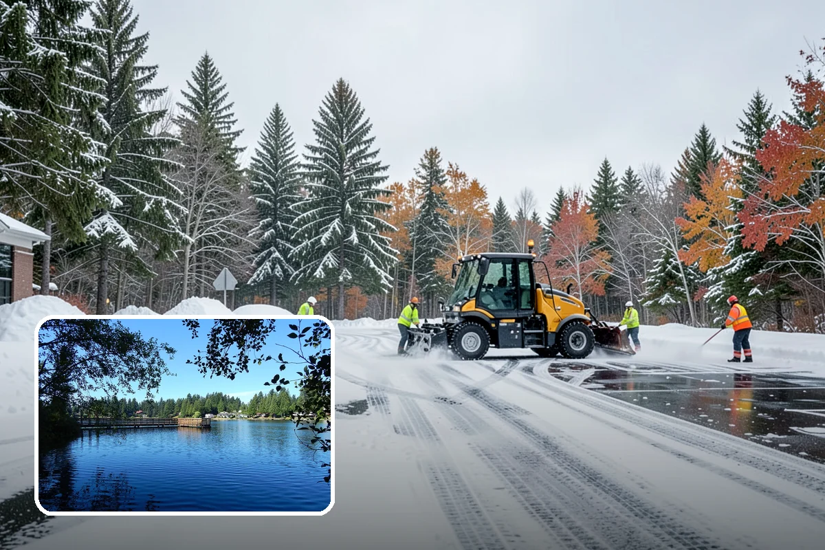 Municipal Parking Lot Snow Removal in Federal Way, King County, WA - Public and staff parking stay open so services continue during storms