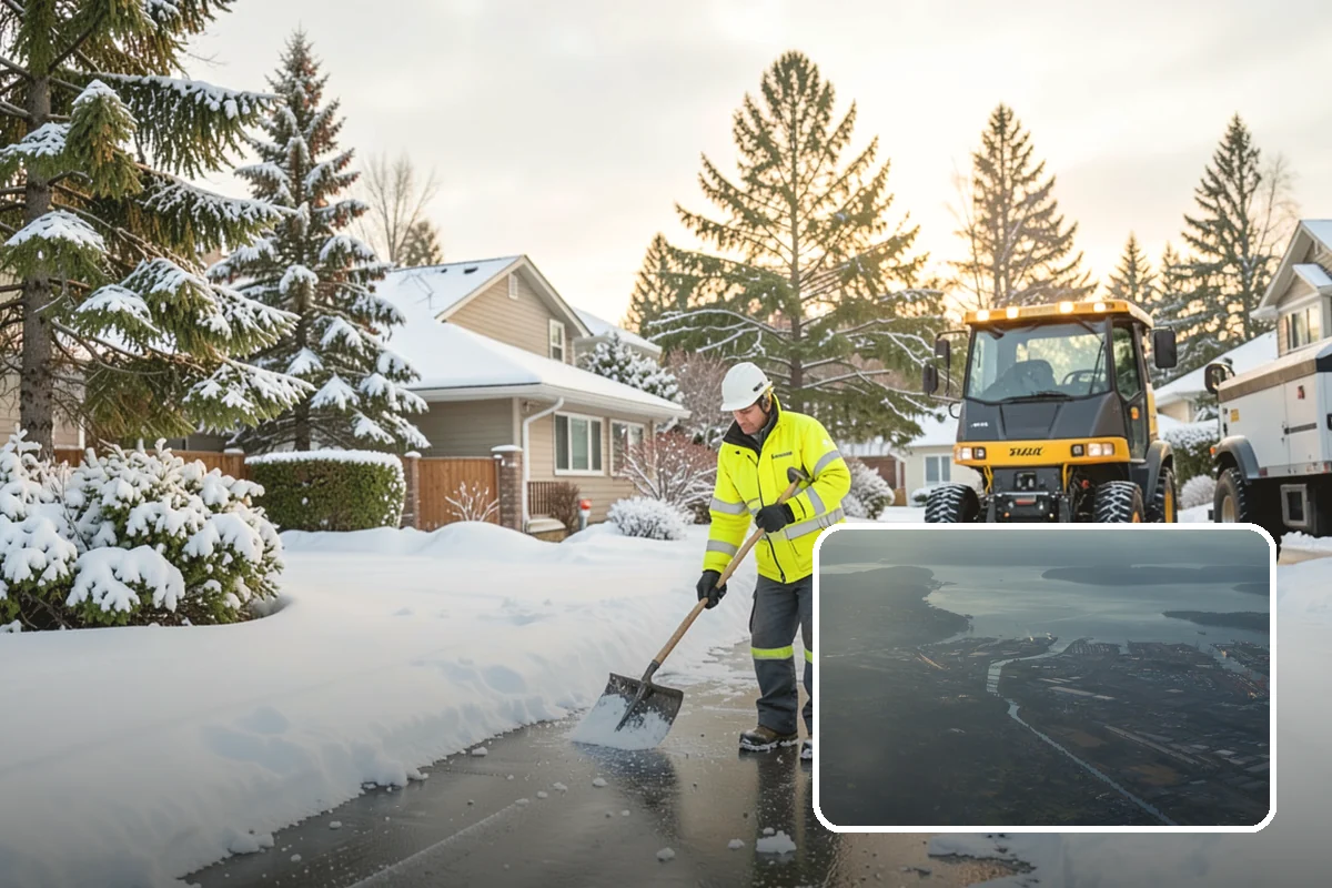 Municipal Parking Lot Snow Removal in Fife, Pierce County, WA - Public and staff parking stay open so services continue during storms