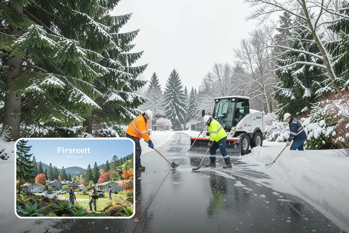 Municipal Parking Lot Snow Removal in Fircrest, Pierce County, WA - Public and staff parking stay open so services continue during storms