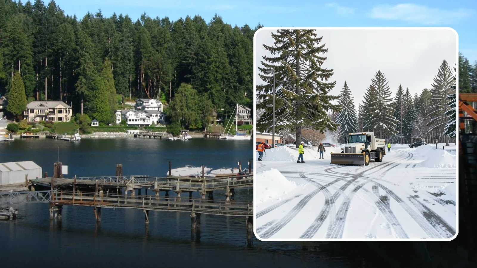 Municipal Parking Lot Snow Removal in Gig Harbor, Pierce County, WA - We clear municipal building lots so Western Washington residents and staff can reach public services in any winter weather.