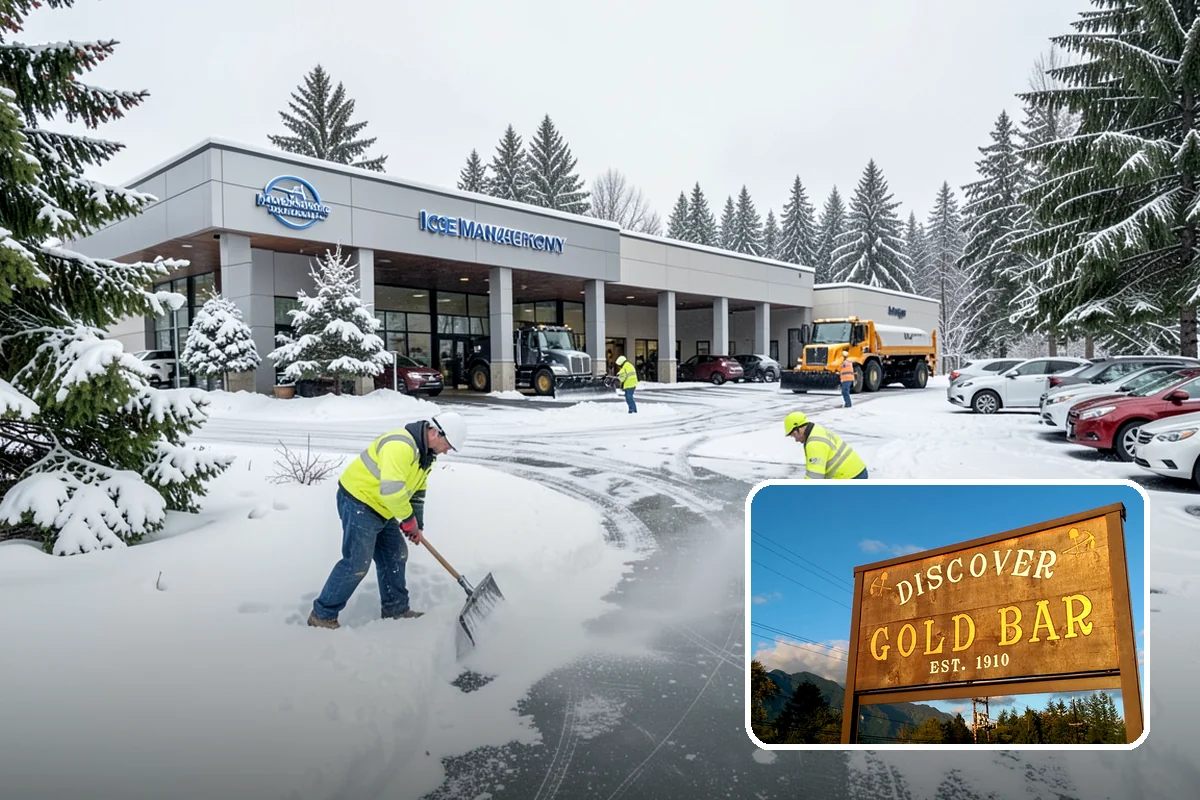 Municipal Parking Lot Snow Removal in Gold Bar, Snohomish County, WA - Public and staff parking stay open so services continue during storms