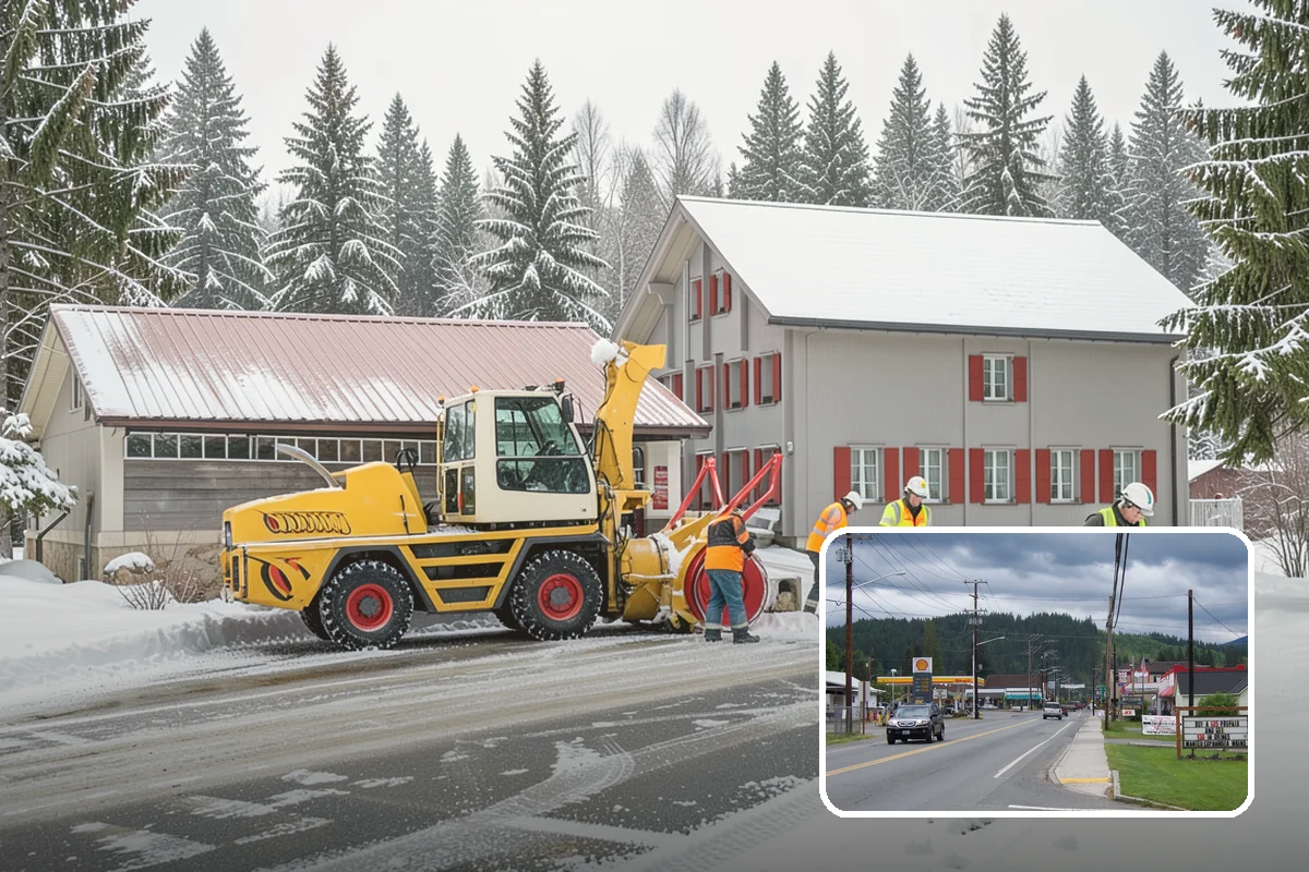 Municipal Parking Lot Snow Removal in Granite Falls, Snohomish County, WA - Public and staff parking stay open so services continue during storms