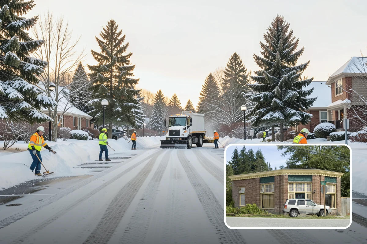 Municipal Parking Lot Snow Removal in Hamilton, Skagit County, WA - Public and staff parking stay open so services continue during storms