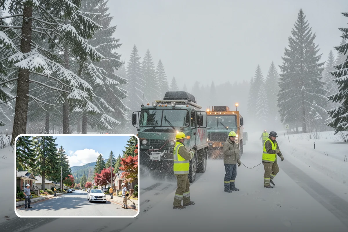 Municipal Parking Lot Snow Removal in Hunts Point, King County, WA - Public and staff parking stay open so services continue during storms