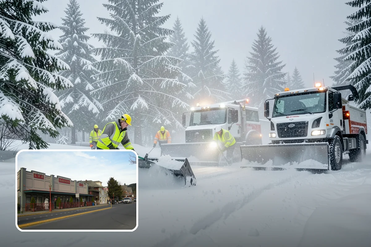 Municipal Parking Lot Snow Removal in Issaquah, King County, WA - Public and staff parking stay open so services continue during storms