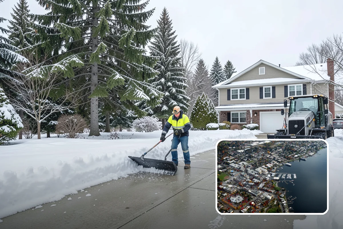 Municipal Parking Lot Snow Removal in Kirkland, King County, WA - Public and staff parking stay open so services continue during storms