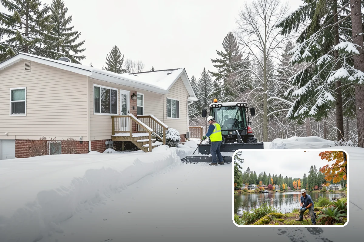 Municipal Parking Lot Snow Removal in La Conner, Skagit County, WA - Public and staff parking stay open so services continue during storms