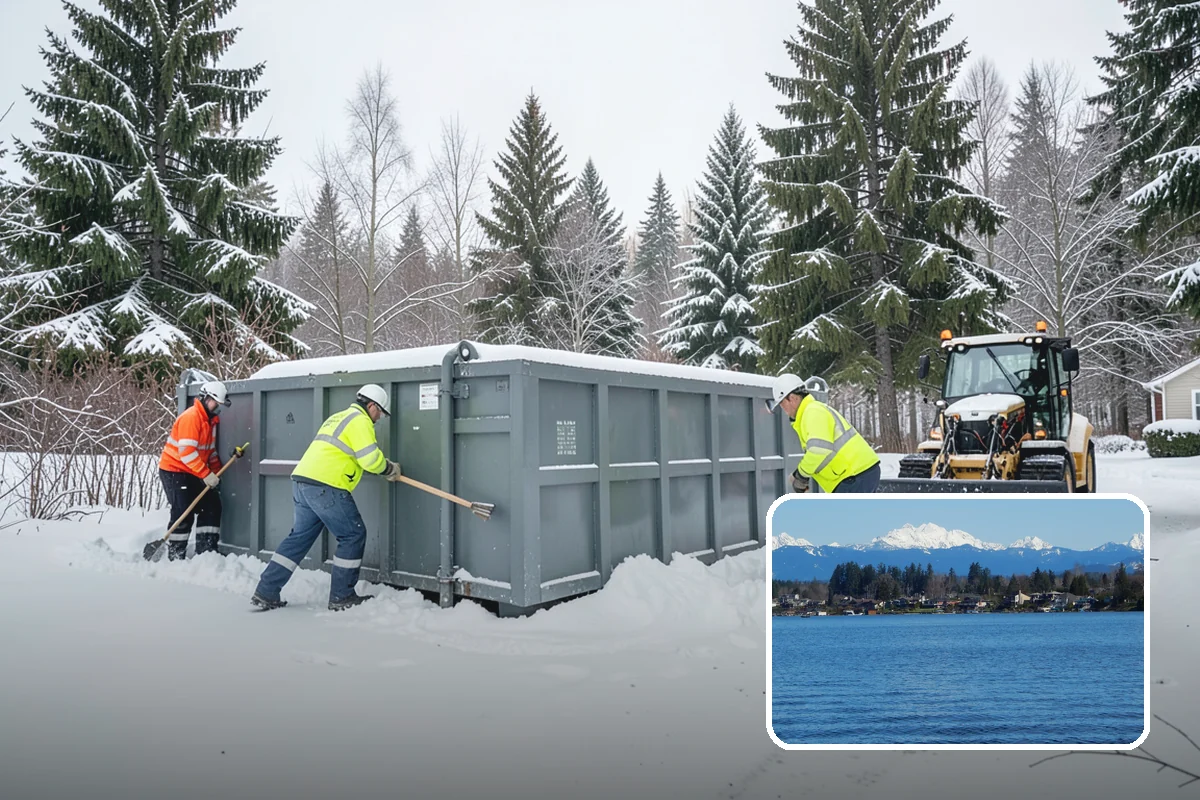 Municipal Parking Lot Snow Removal in Lake Stevens, Snohomish County, WA - Public and staff parking stay open so services continue during storms